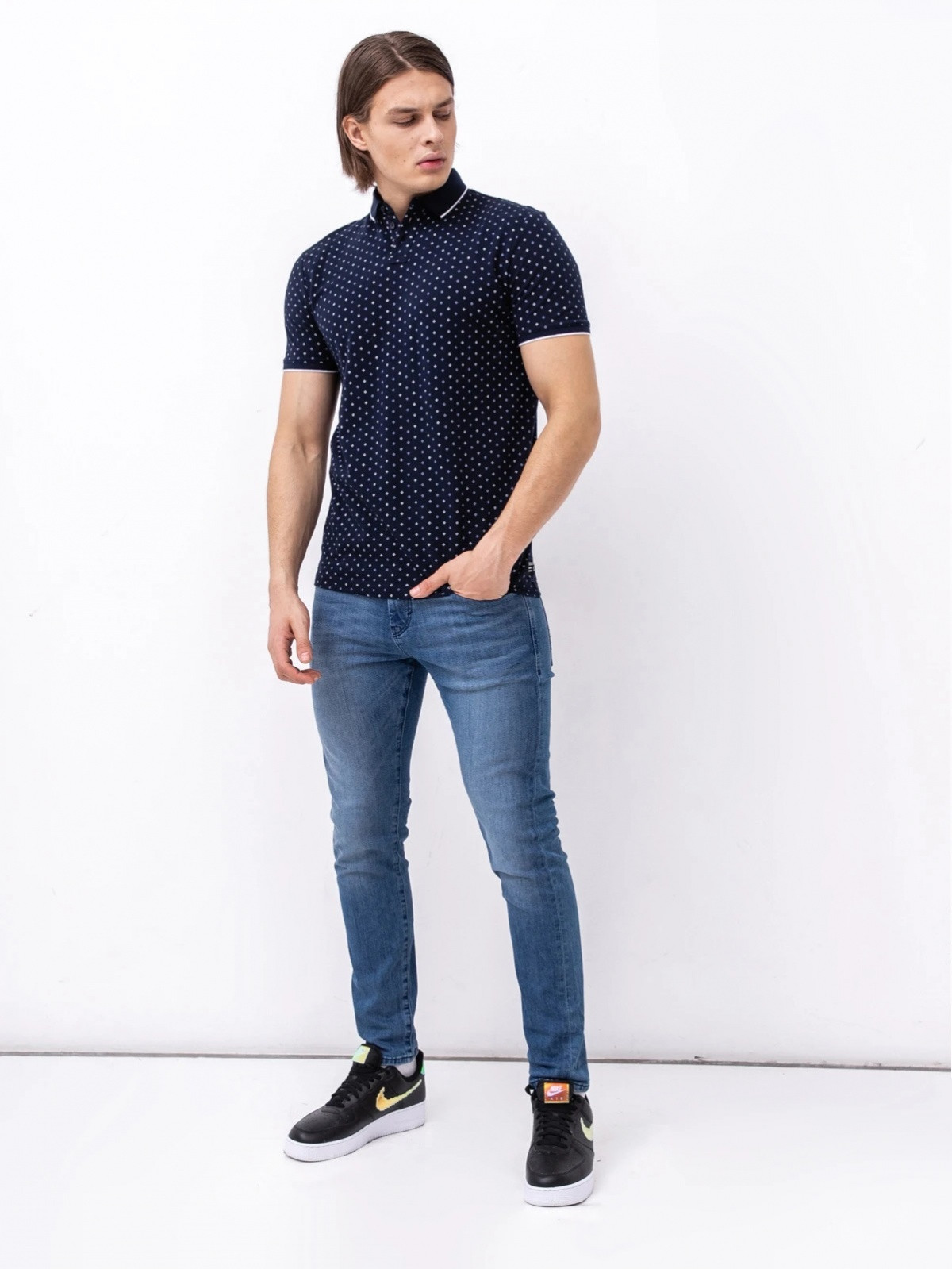Поло basic polo with contrast 1024053XX1226080 Tom Tailor M Темно-синій 1024053XX1226080