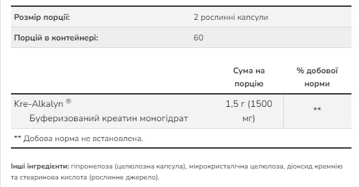 Капсули Kre-Alkalyn(R) Creatine 750 mg - 120 caps 2022-10-2396