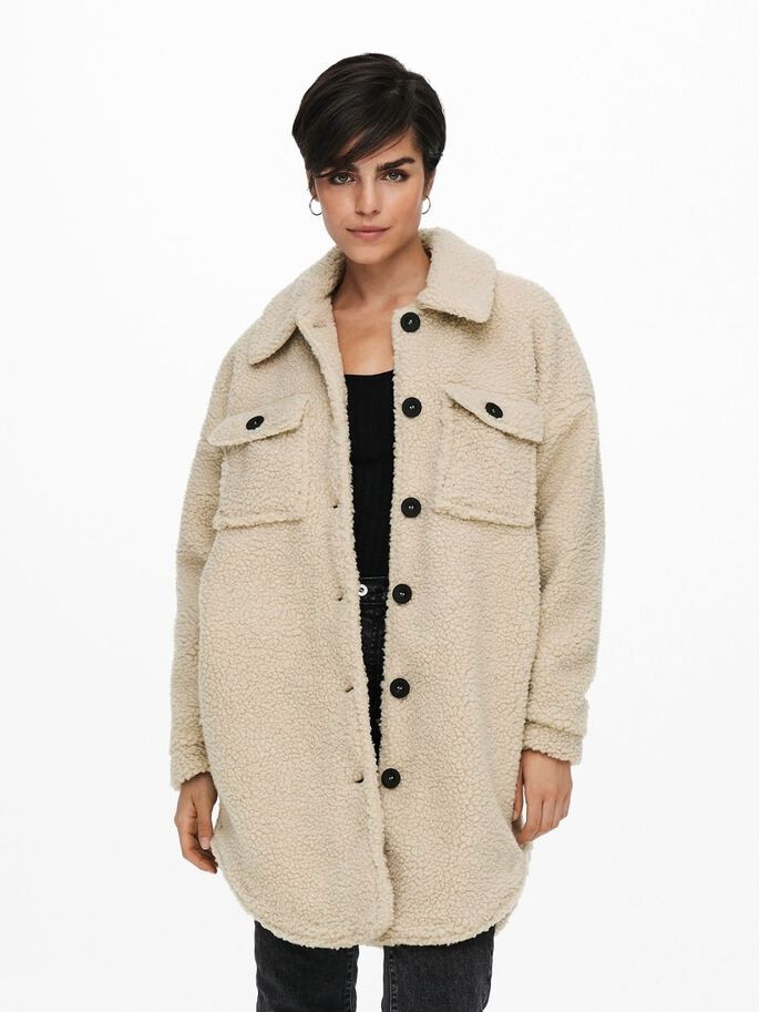 Куртка ONLNEWCAMILLA TEDDY SHACKET CC OTW 15228419-Oatmea ONLY M Бежевий 15228419-Oatmeal