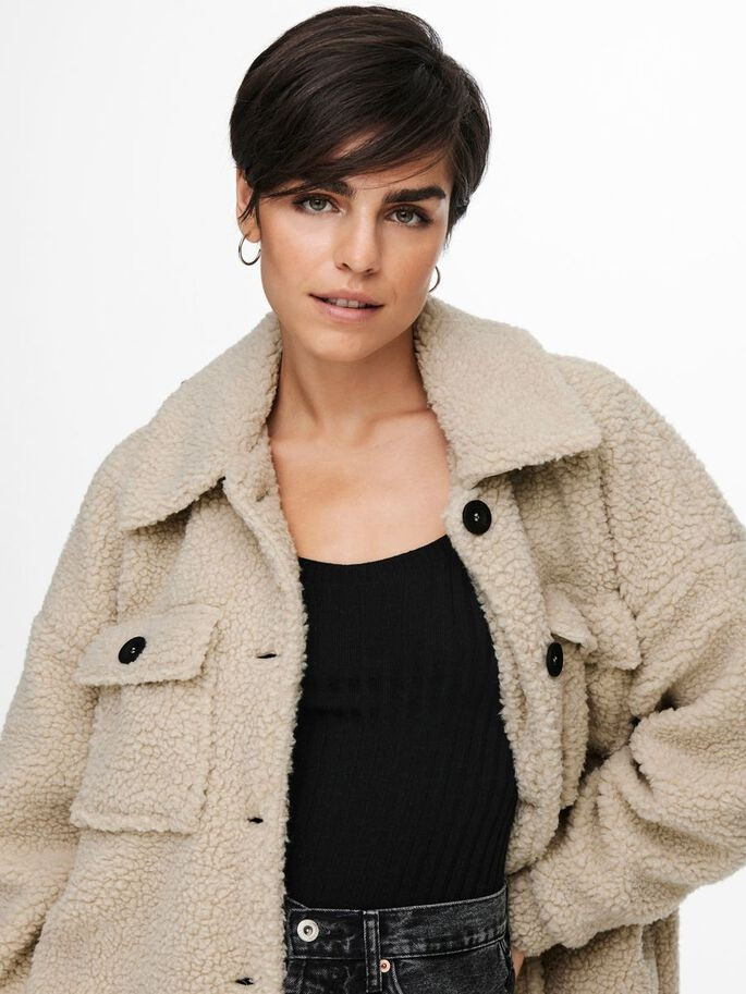 Куртка ONLNEWCAMILLA TEDDY SHACKET CC OTW 15228419-Oatmea ONLY M Бежевий 15228419-Oatmeal