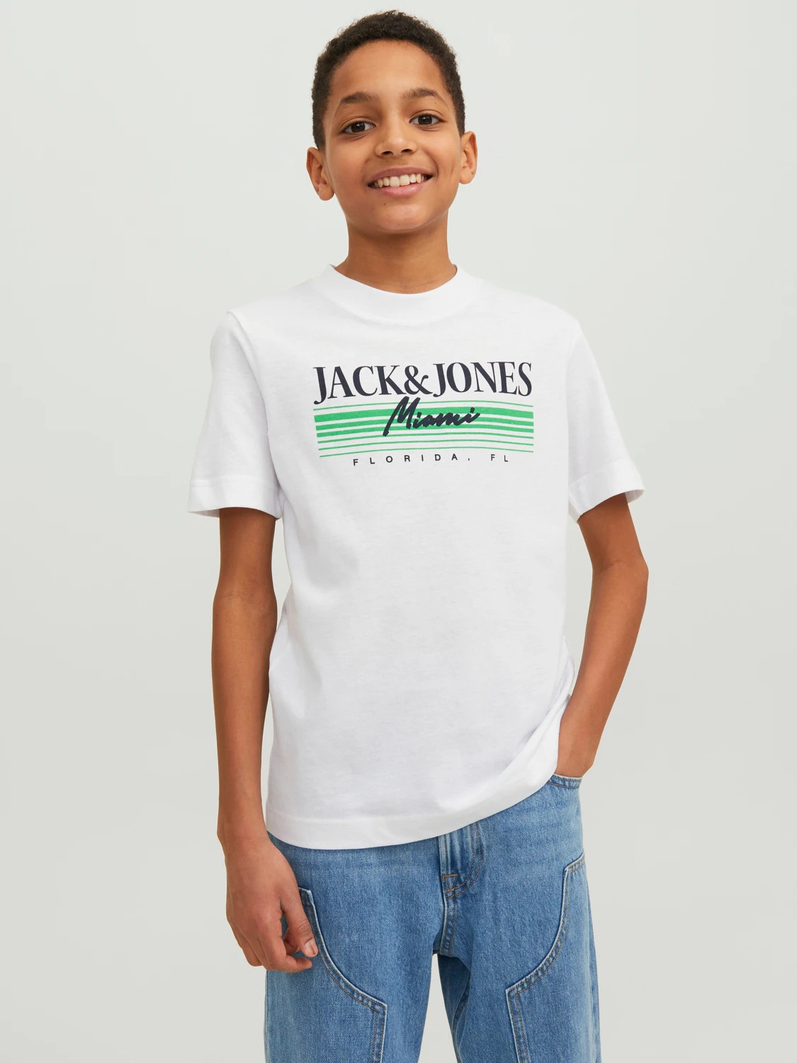 Футболка JORPALMA BRANDING TEE SS CREW NECK JNR 12235498-Bright White Jack&Jones 140 Білий 12235498-Bright White-Pri
