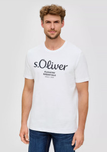 Футболка T-shirt à logo imprimé 2139909.01D1 s.Oliver L Білий 2139909.01D1