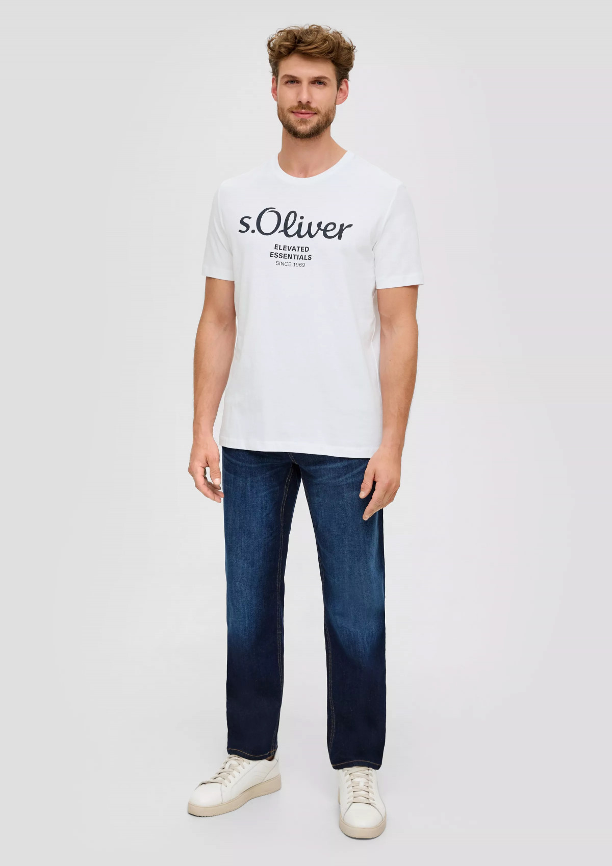 Футболка T-shirt à logo imprimé 2139909.01D1 s.Oliver L Білий 2139909.01D1